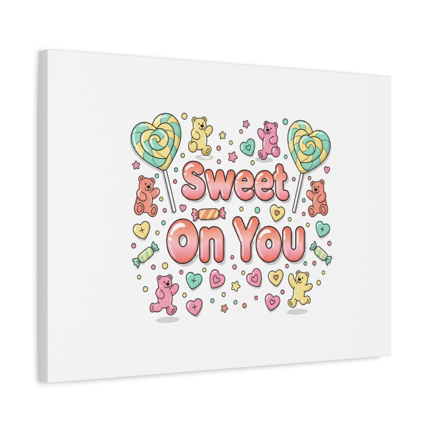 Sweet On You Canvas | Valentine Candycore heart candy pattern, pastel snackcore art