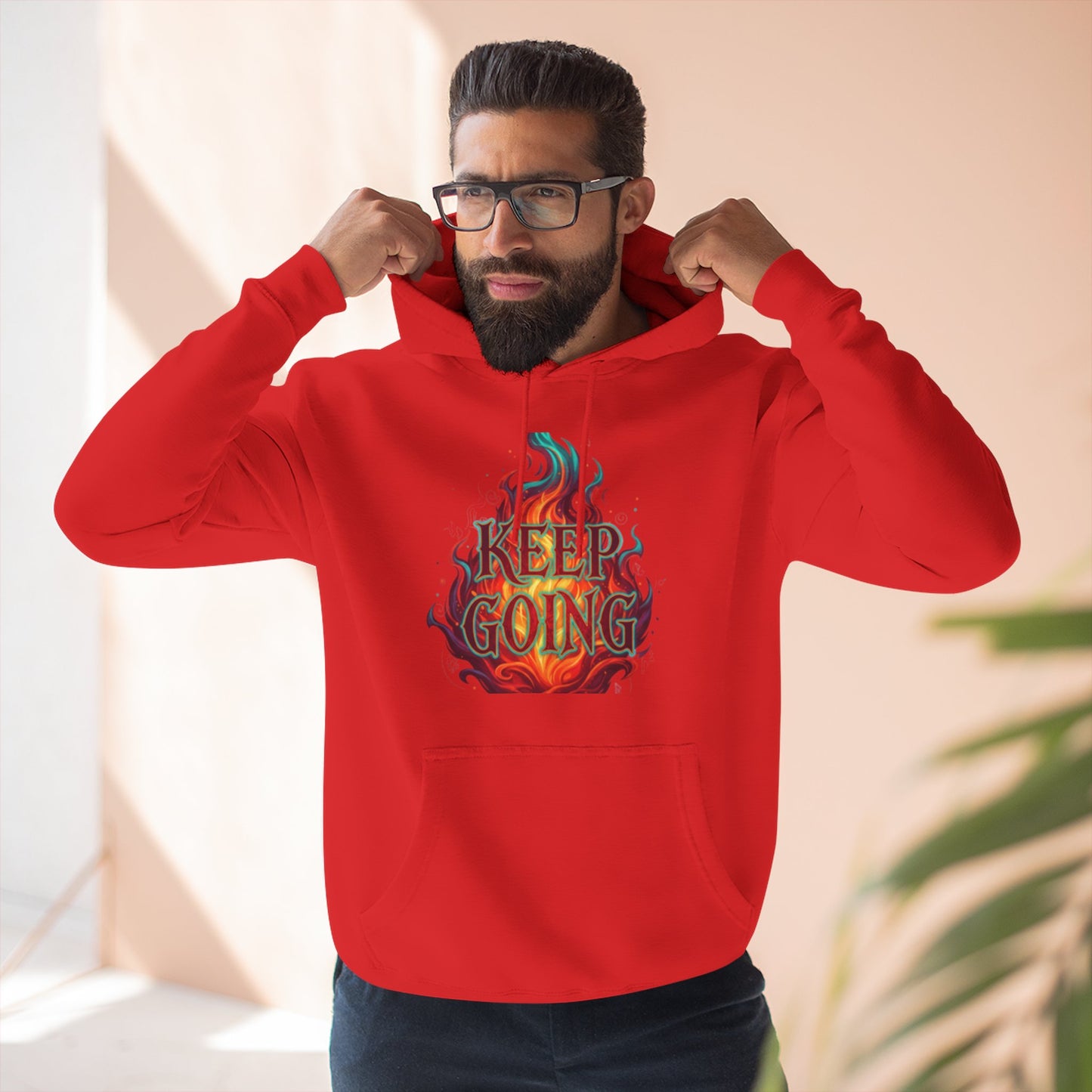 Keep Going No Excuses Hoodie | Motivational Flame Design