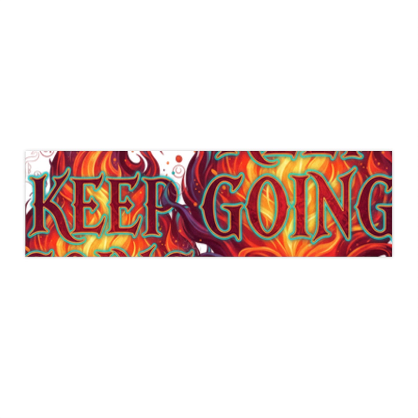 Keep Going bumper sticker | motivational script, fiery swirl design