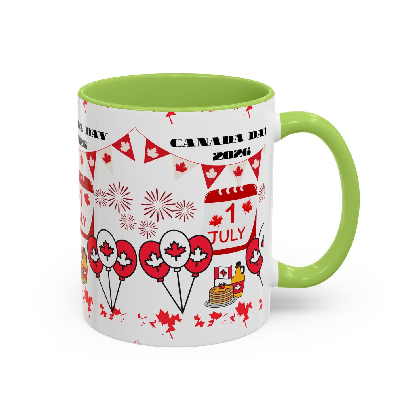 Canada Day Coffee Mug - 1 July 2026 Red Maple Balloon Accent Mug