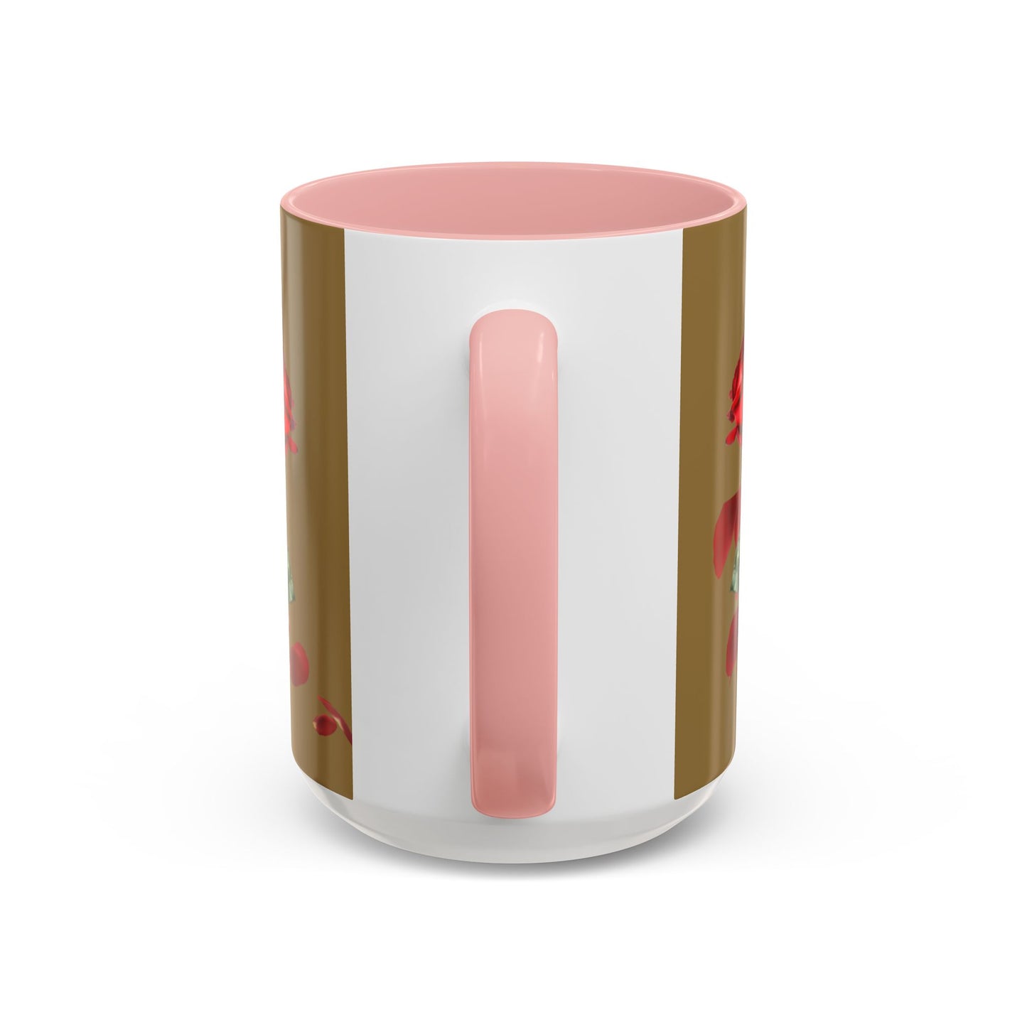 Red Rose Petals Coffee Mug  Accent Black Handle Interior,