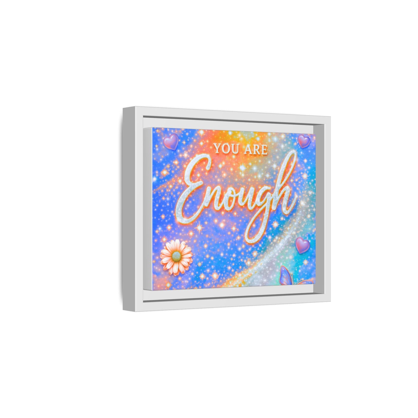 You Are Enough Framed Canvas Print — Inspirational Wall Art (Multicolor)
