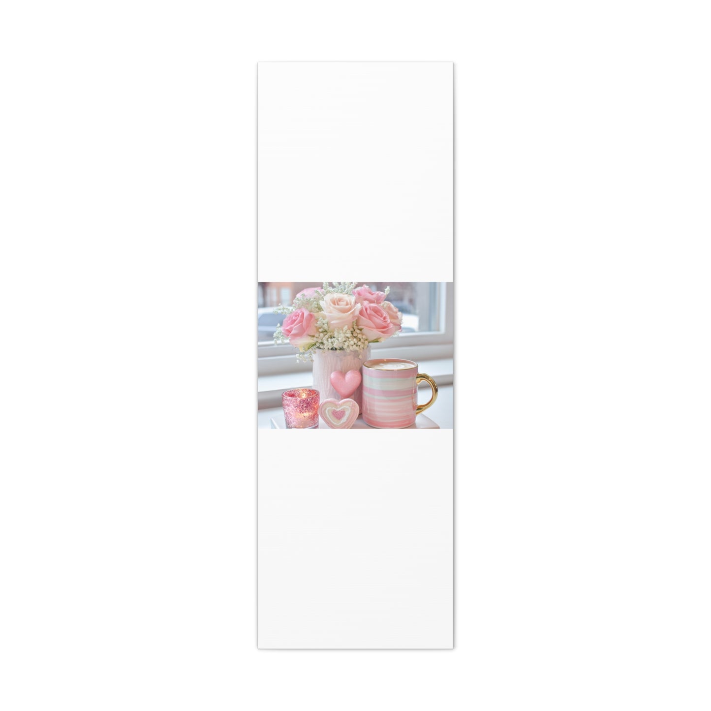Pink Rose Bouquet with Mug Canvas