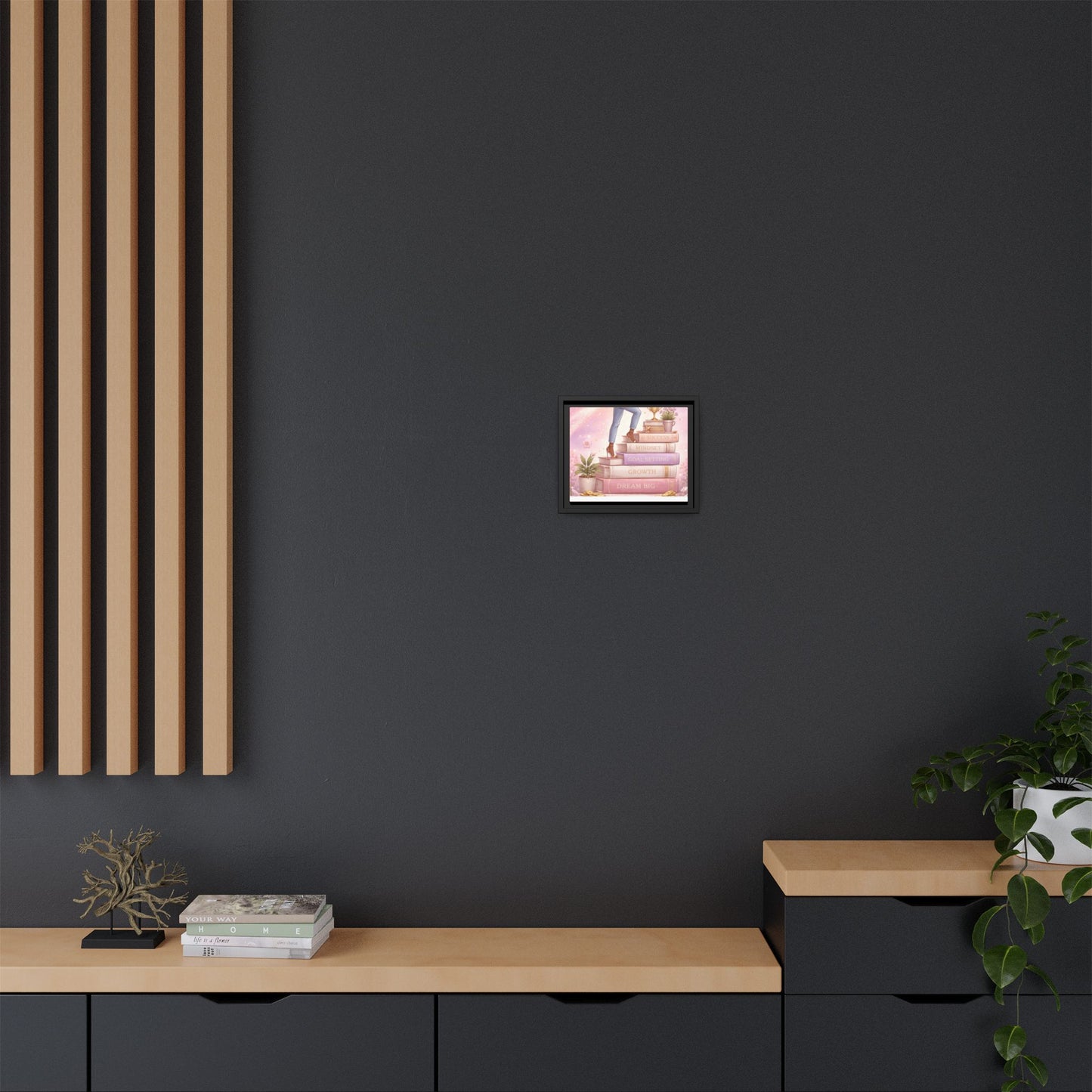 Dream Big Wall Art — Motivational Stacked Books Framed Canvas