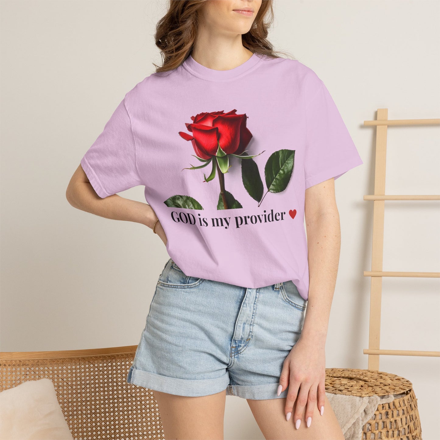 Red Rose "GOD is my provider" T-Shirt | Faith Floral Tee