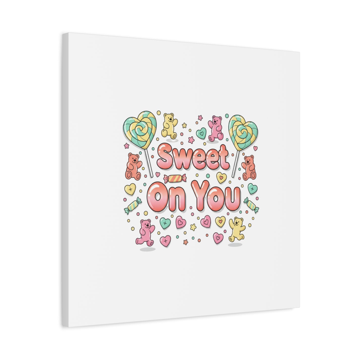 Sweet On You Canvas | Valentine Candycore heart candy pattern, pastel snackcore art