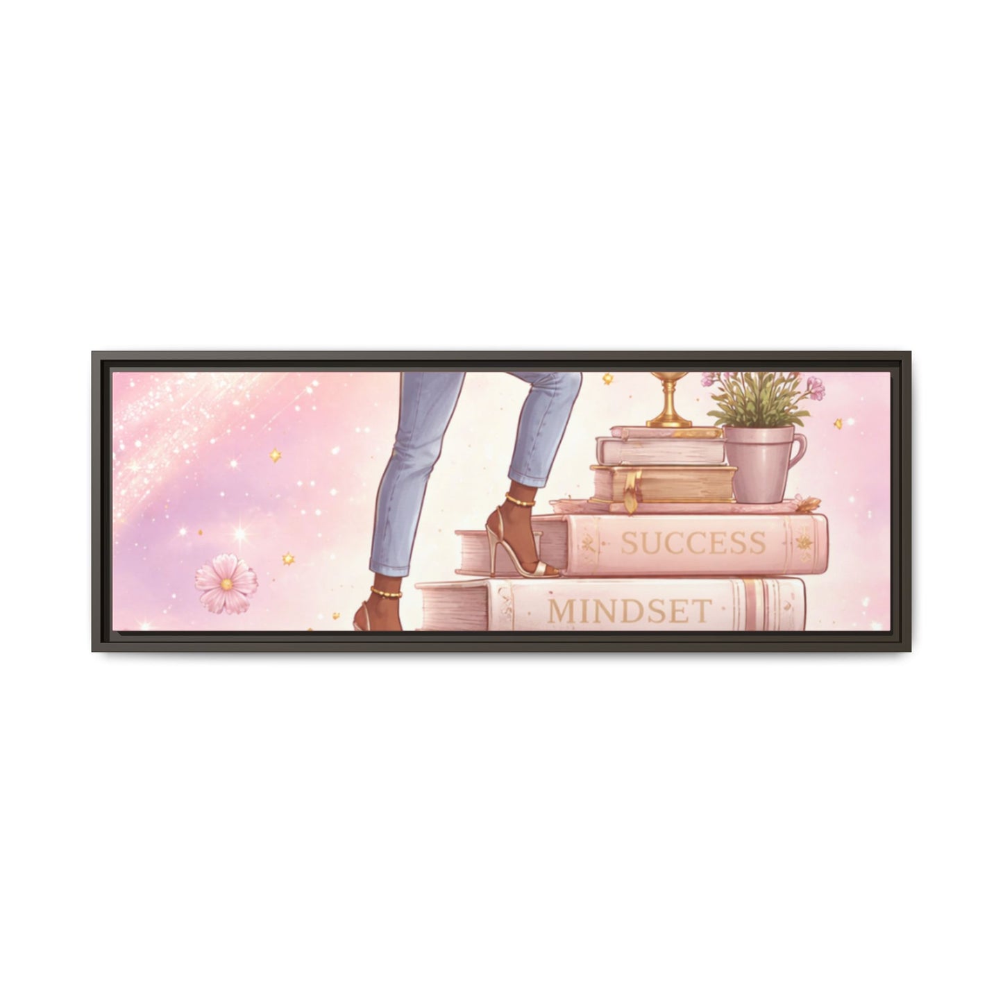 Dream Big Wall Art — Motivational Stacked Books Framed Canvas