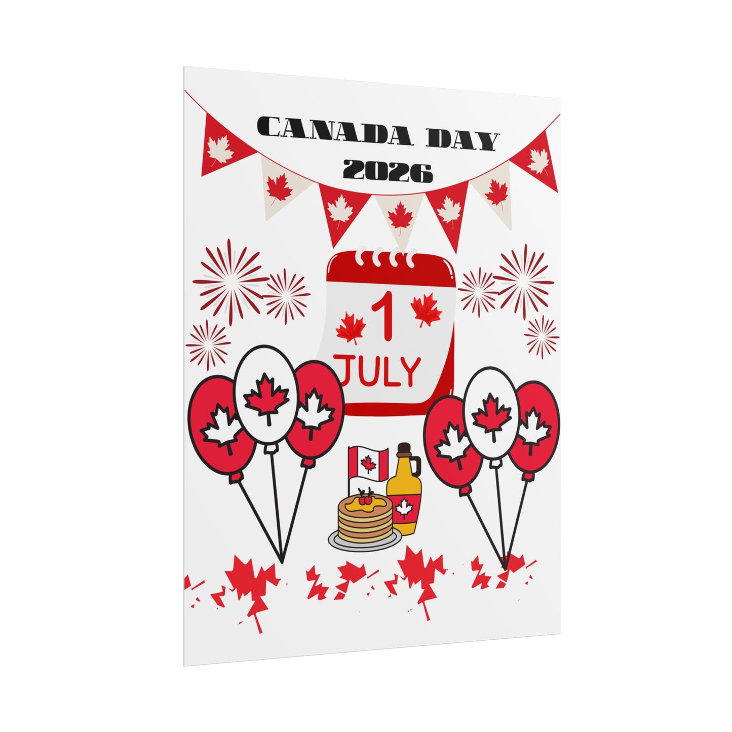 Canada Day 1 July Poster – Red Maple Leaf Celebration Print