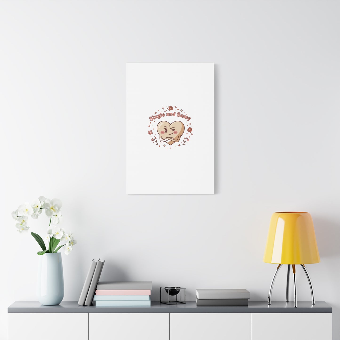 Single and Sassy Heart Canvas | Anti‑Valentine, Pastel Cynic Wall Art