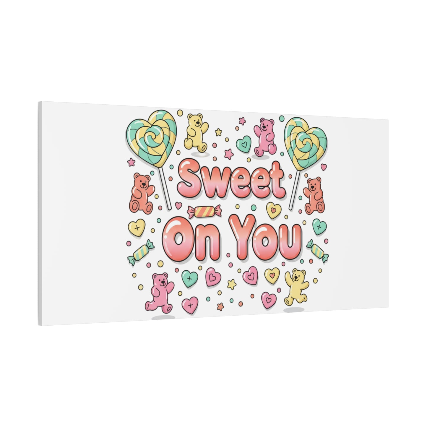 Sweet On You Canvas | Valentine Candycore heart candy pattern, pastel snackcore art