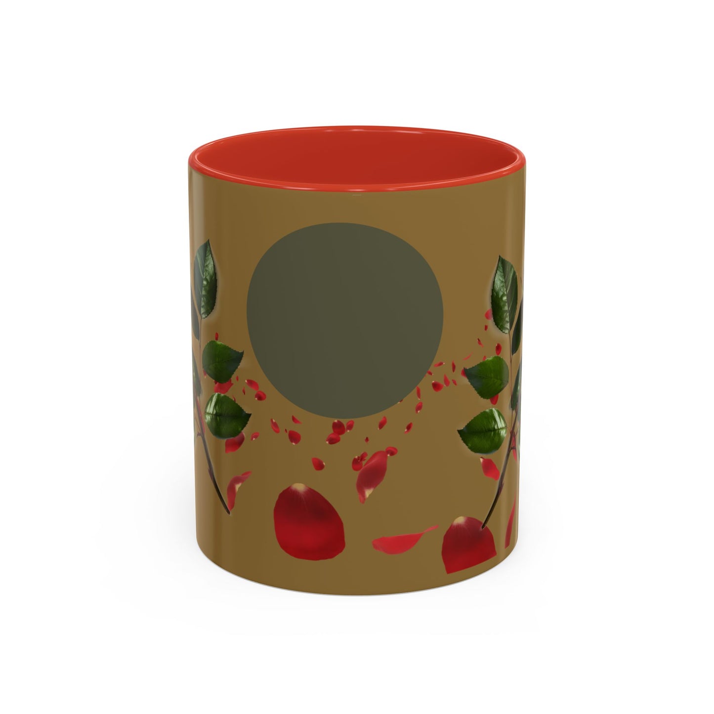 Red Rose Petals Coffee Mug  Accent Black Handle Interior,