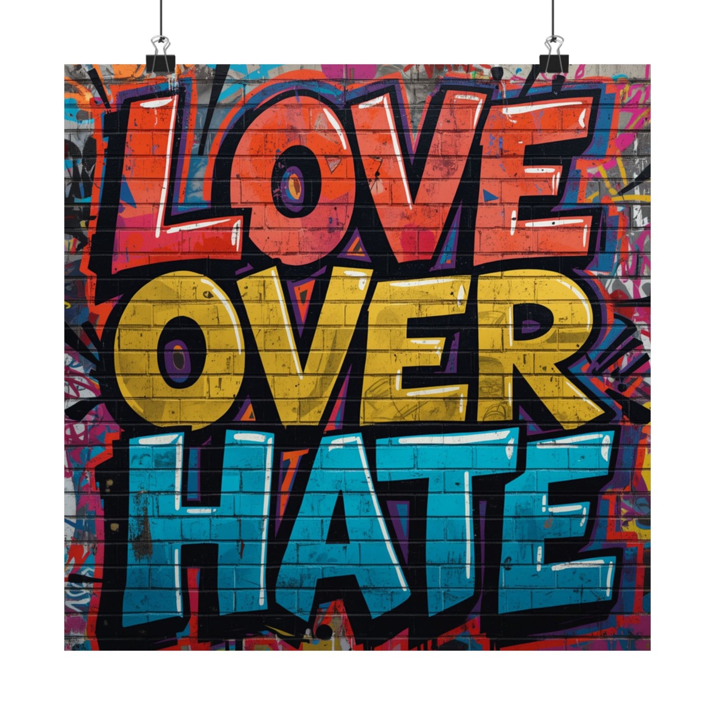 Love Over Hate Matte Poster — Bold Graffiti Street Art Wall Print