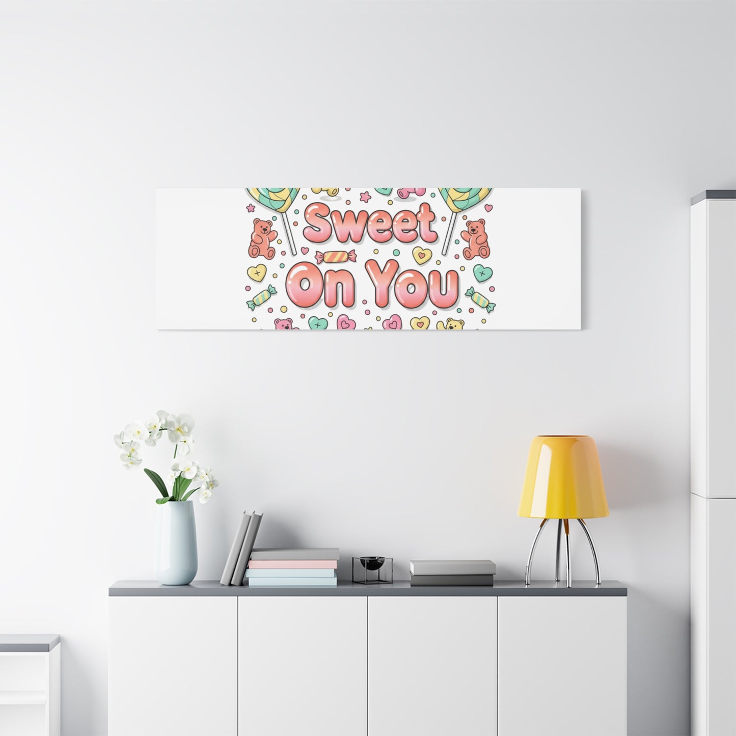 Sweet On You Canvas | Valentine Candycore heart candy pattern, pastel snackcore art