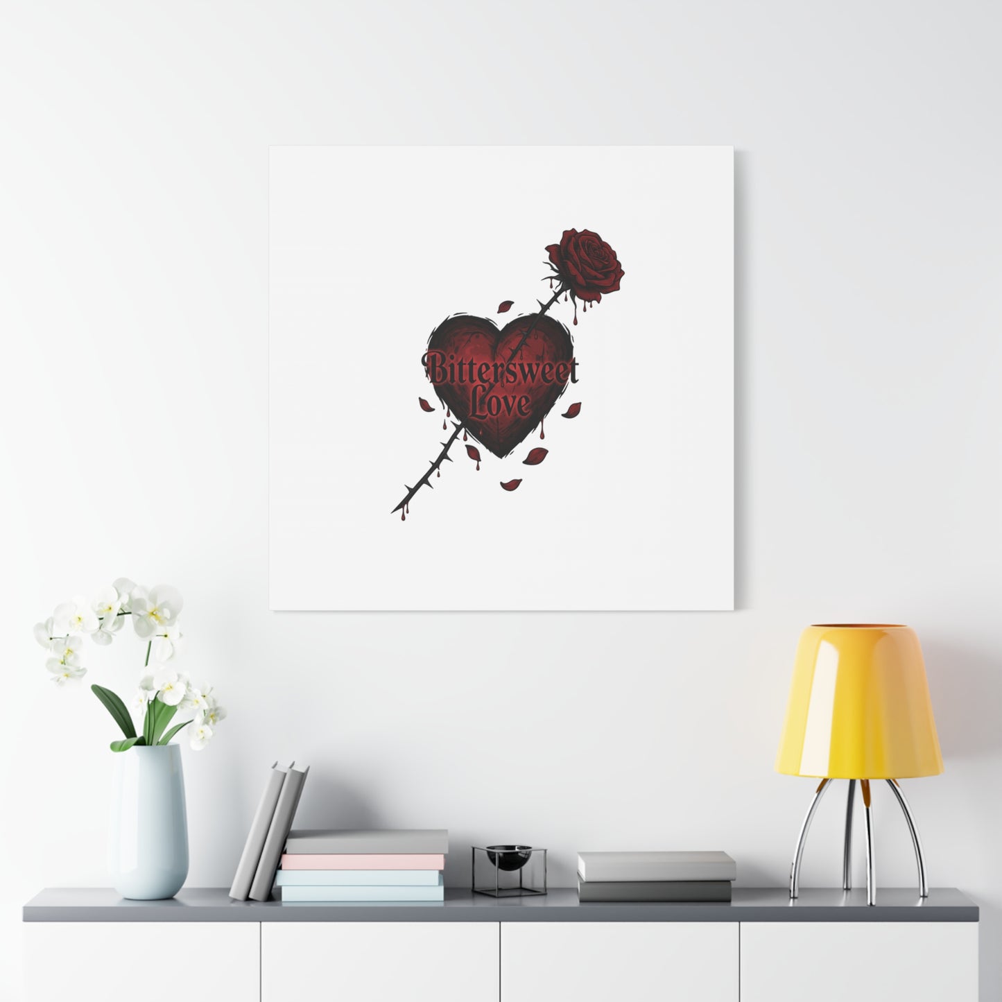 Bittersweet Love heart & thorn rose Canvas | Goth Valentine, Dark Romance Art Print