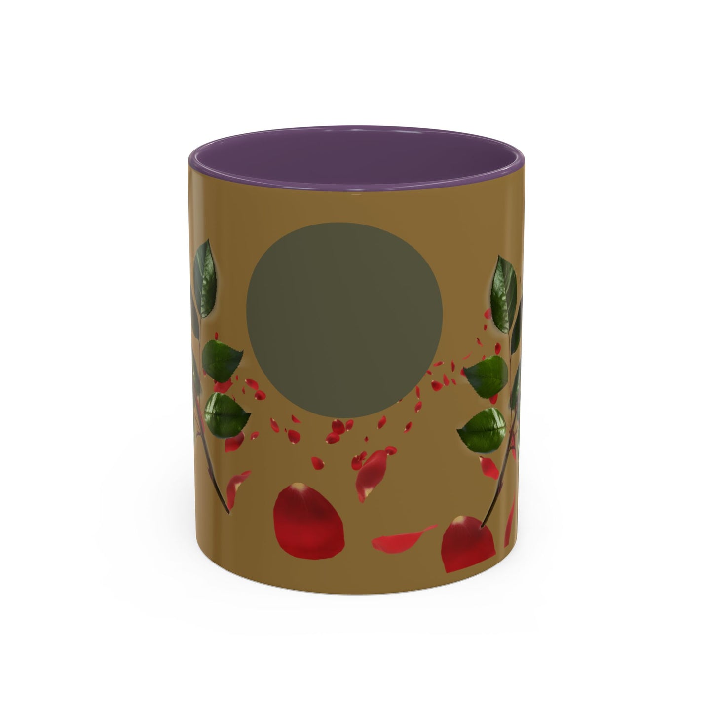 Red Rose Petals Coffee Mug  Accent Black Handle Interior,