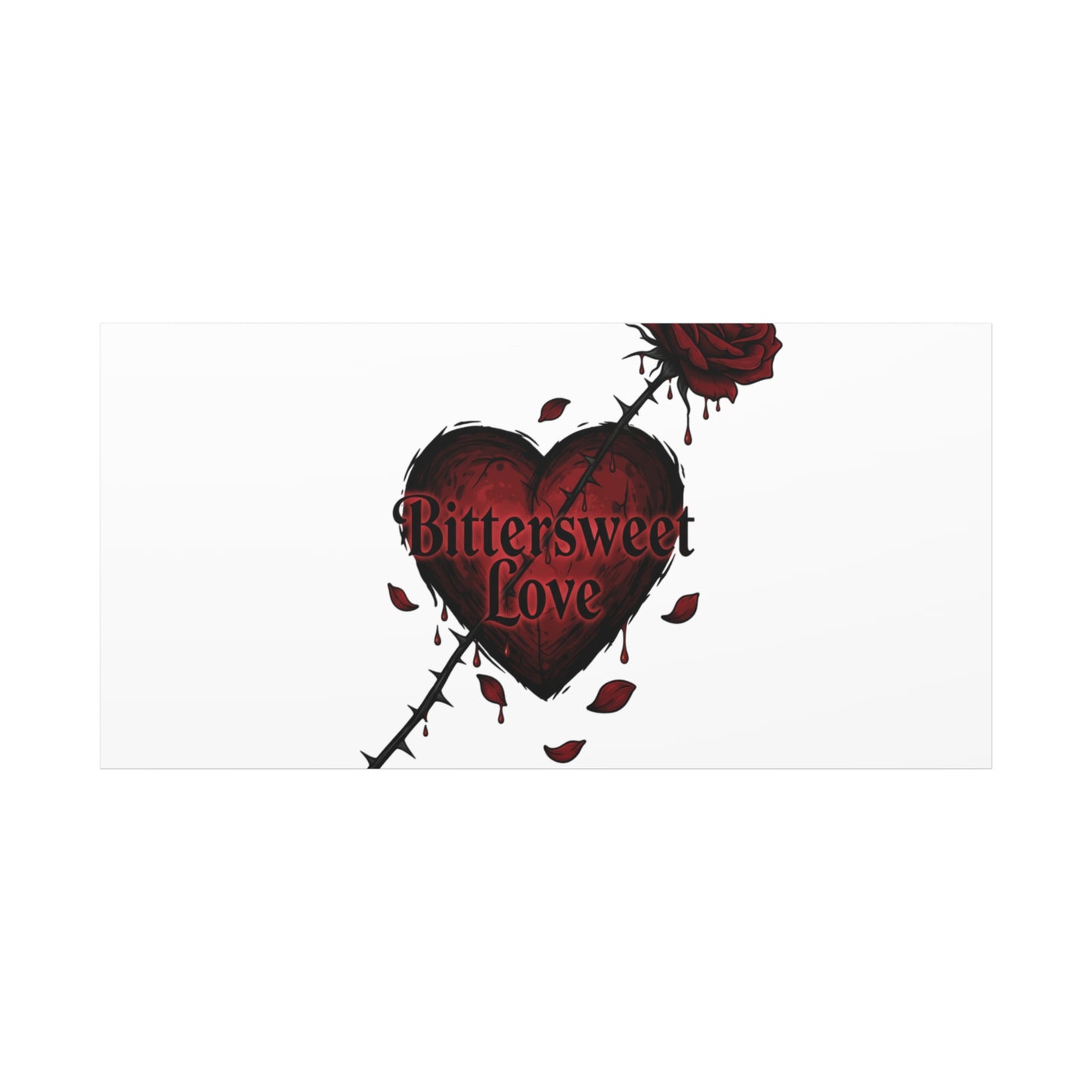 Bittersweet Love heart & thorn rose Canvas | Goth Valentine, Dark Romance Art Print