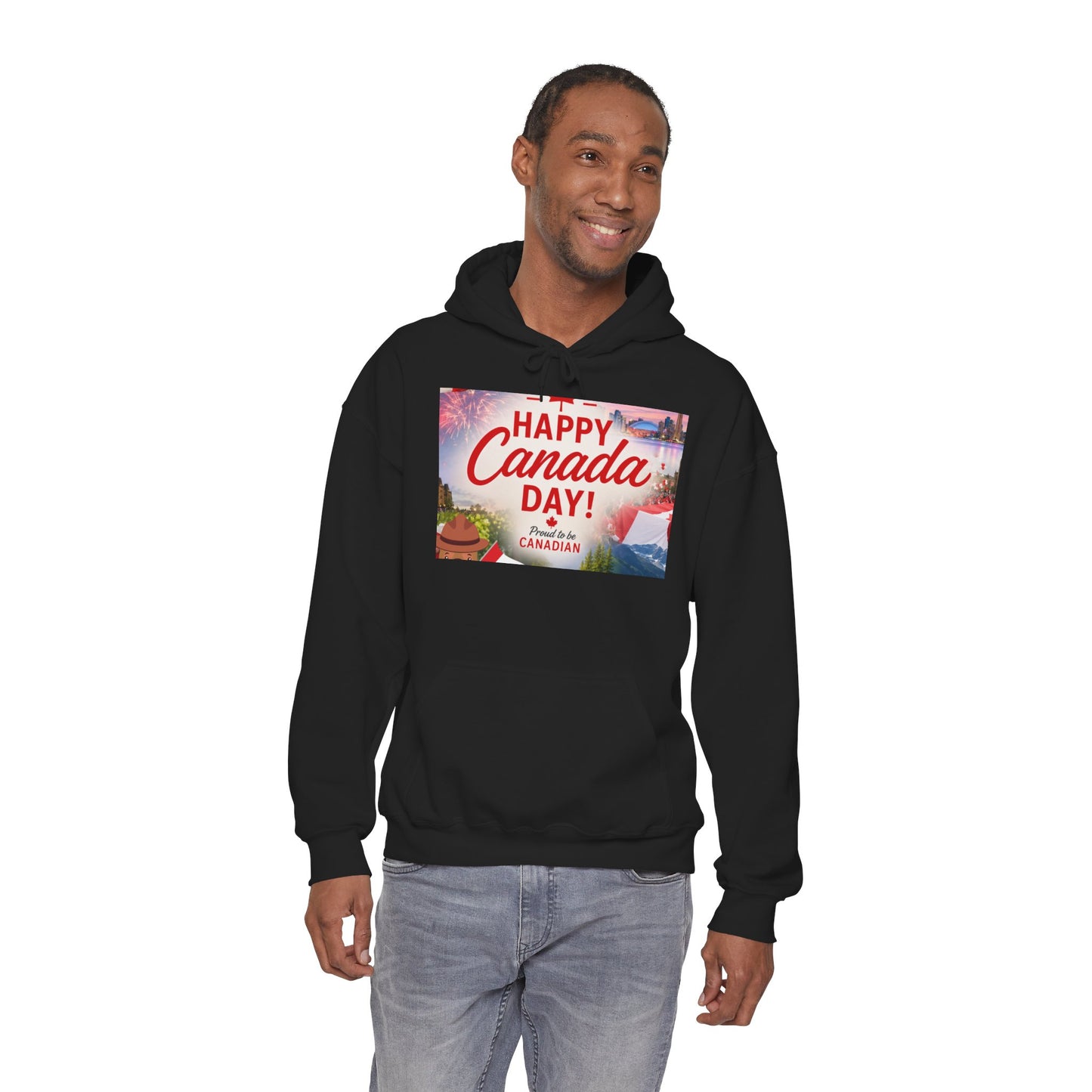 Canada Day Hoodie — "Happy Canada Day! Proud Canadian" Celebration Sweatshirt