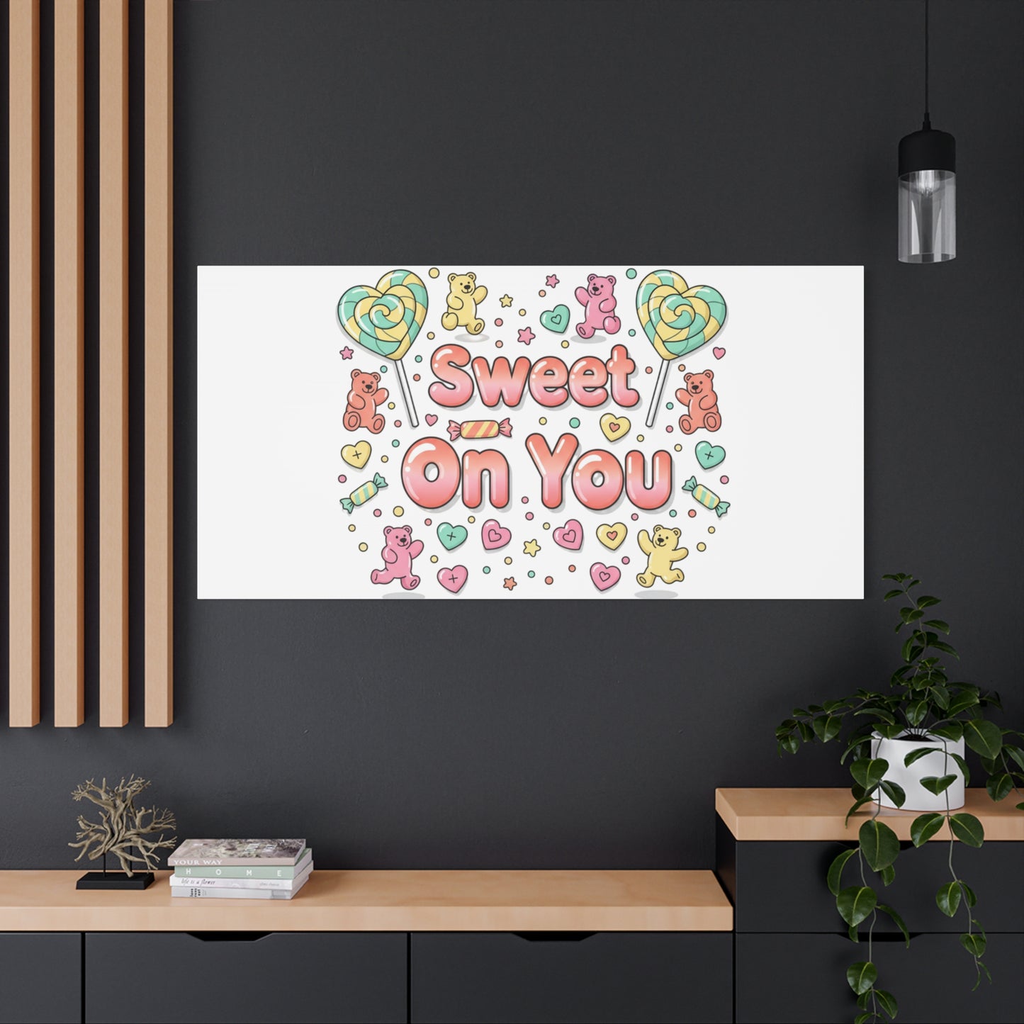 Sweet On You Canvas | Valentine Candycore heart candy pattern, pastel snackcore art