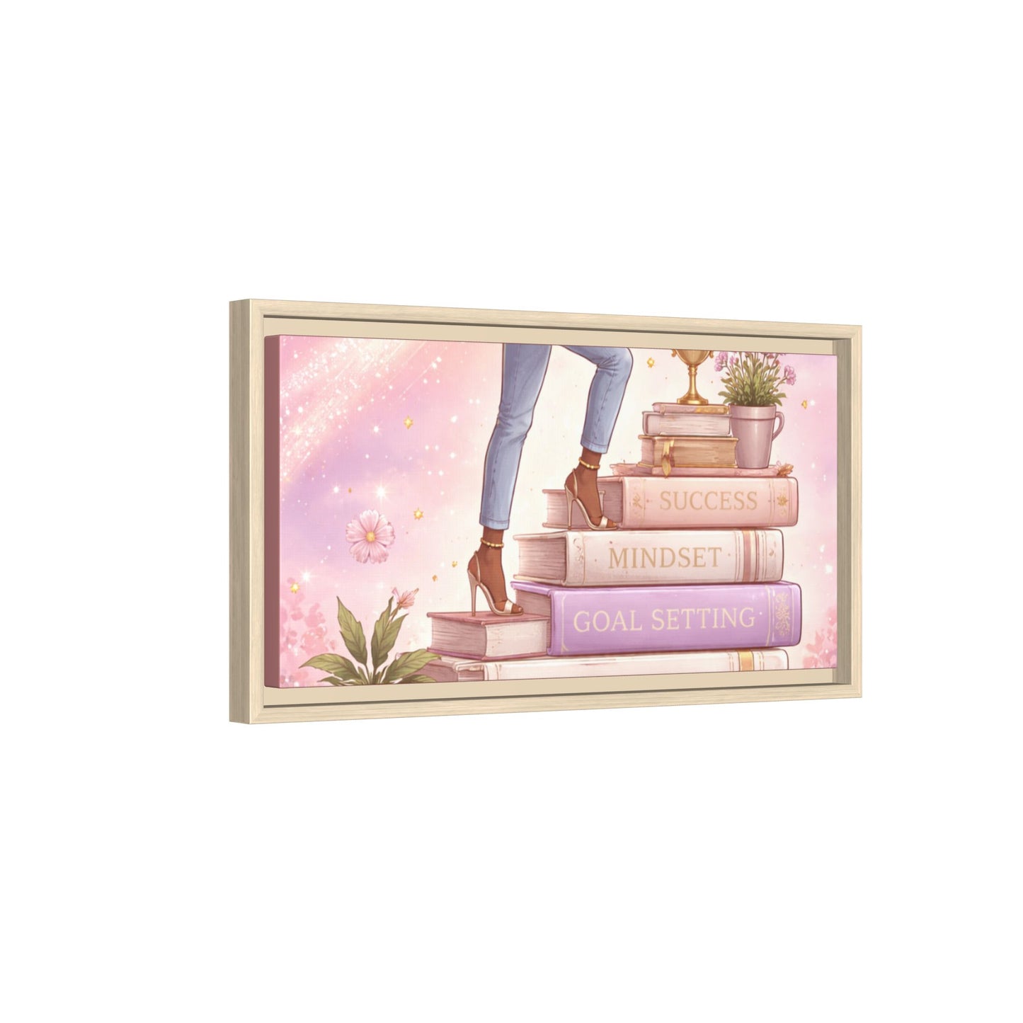 Dream Big Wall Art — Motivational Stacked Books Framed Canvas