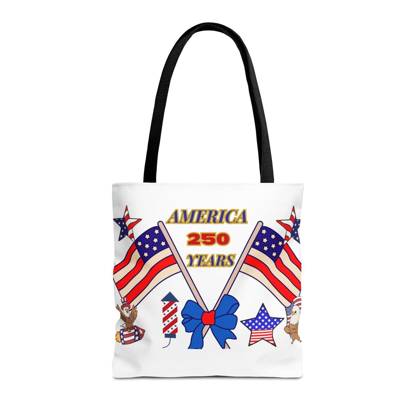 America 250 Years Flag Crossed Flags Patriotic Tote Bag | Independence Day