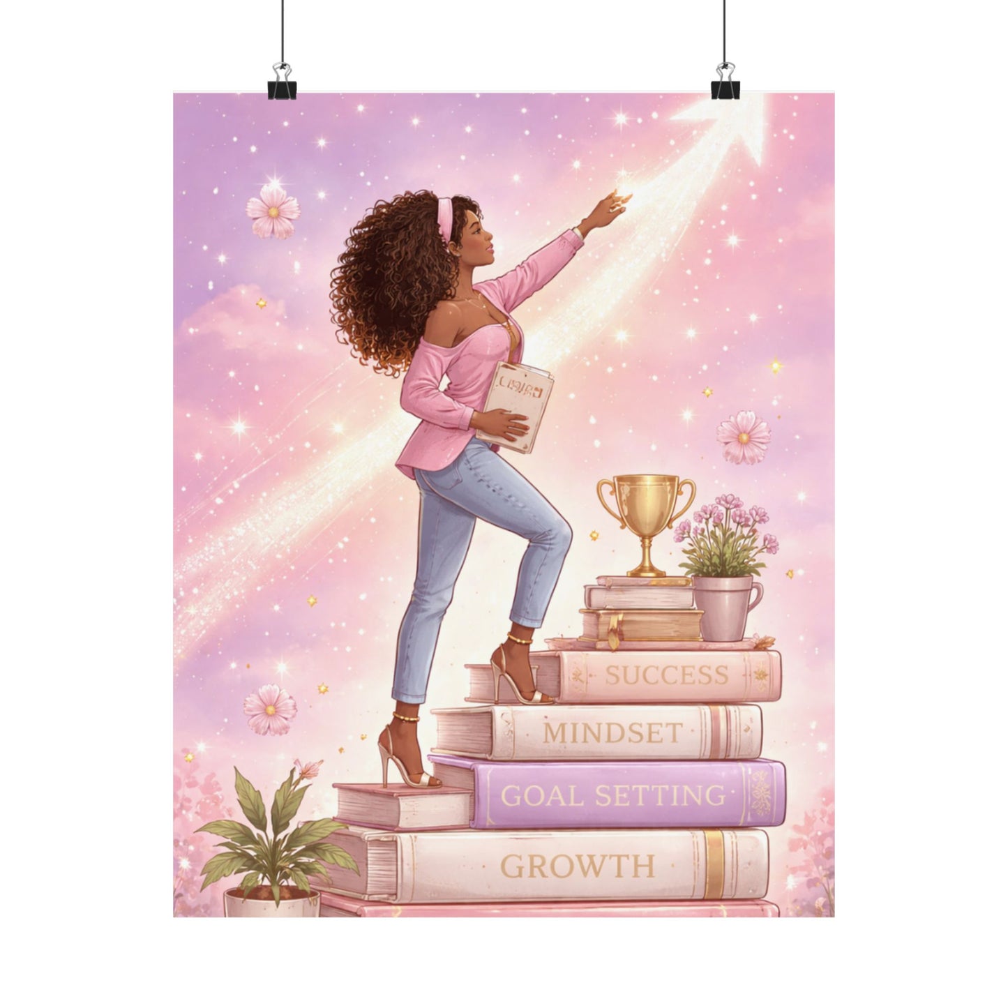 Motivational Growth Poster — "Growth, Goal Setting, Mindset" Inspirational Wall Art