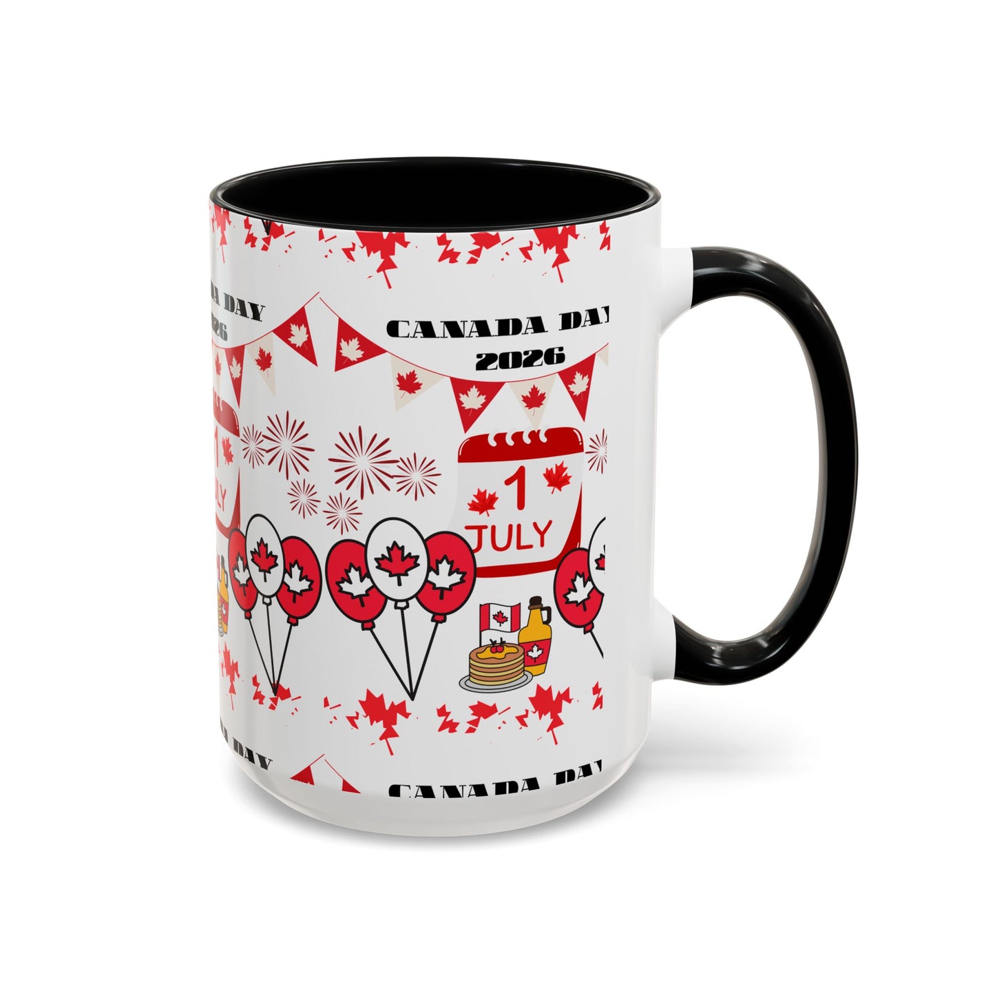 Canada Day Coffee Mug - 1 July 2026 Red Maple Balloon Accent Mug
