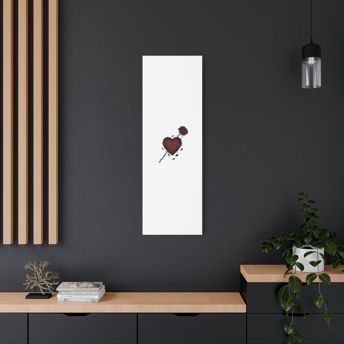 Bittersweet Love heart & thorn rose Canvas | Goth Valentine, Dark Romance Art Print