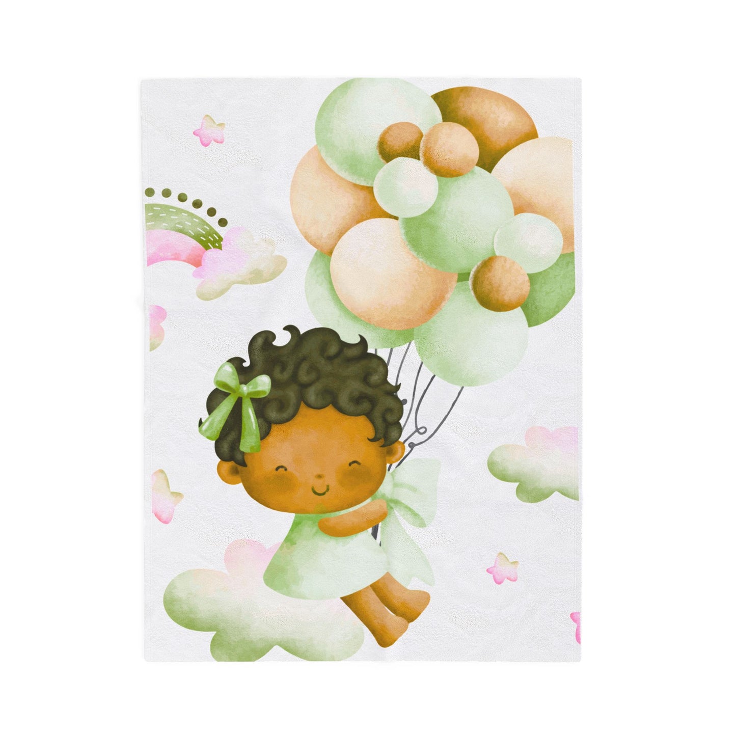 Baby Girl Balloon Velveteen Plush Blanket — Soft Nursery Throw for Newborns & Baby Showers