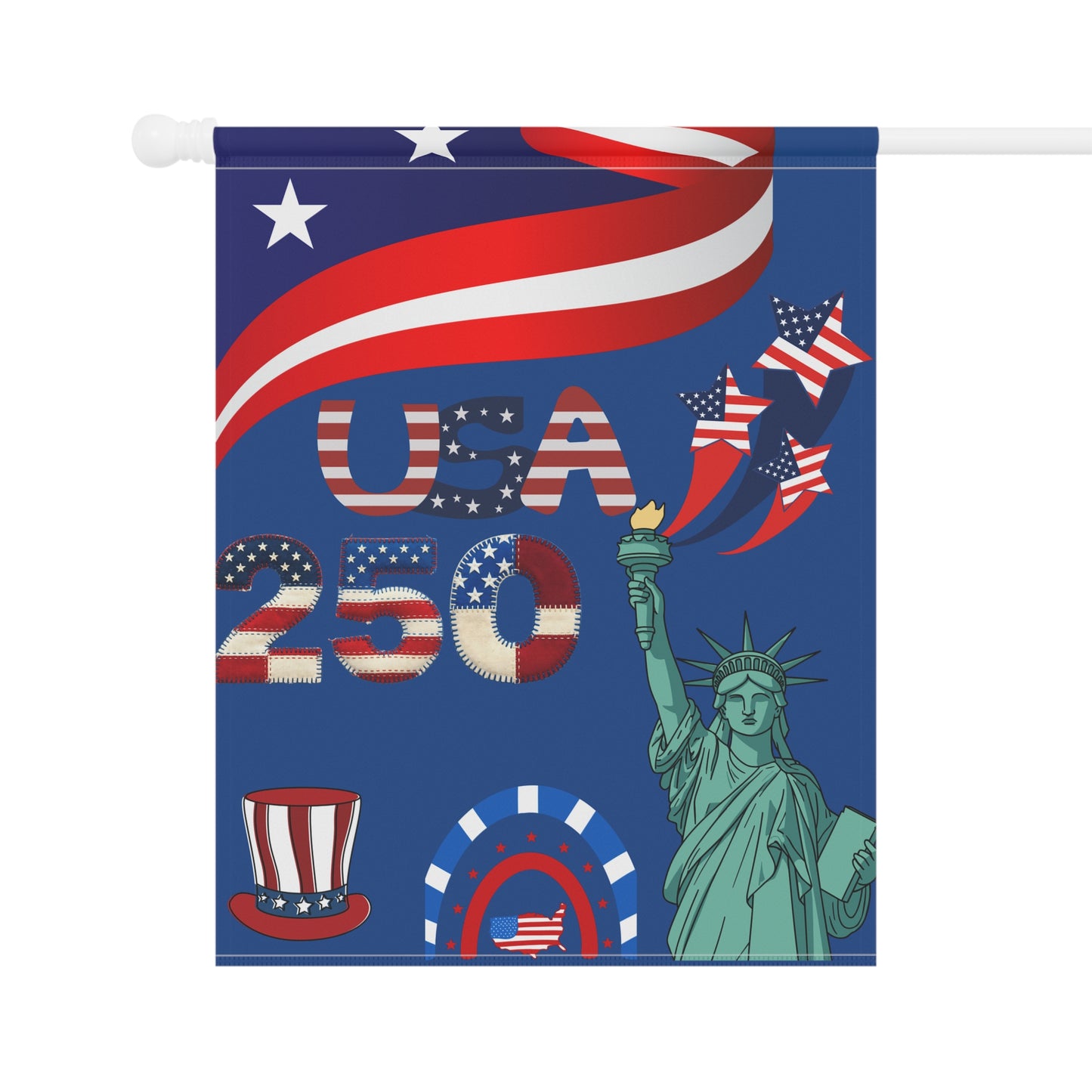 USA 250 Patriotic Garden Banner | Statue of Liberty, Flag Elements