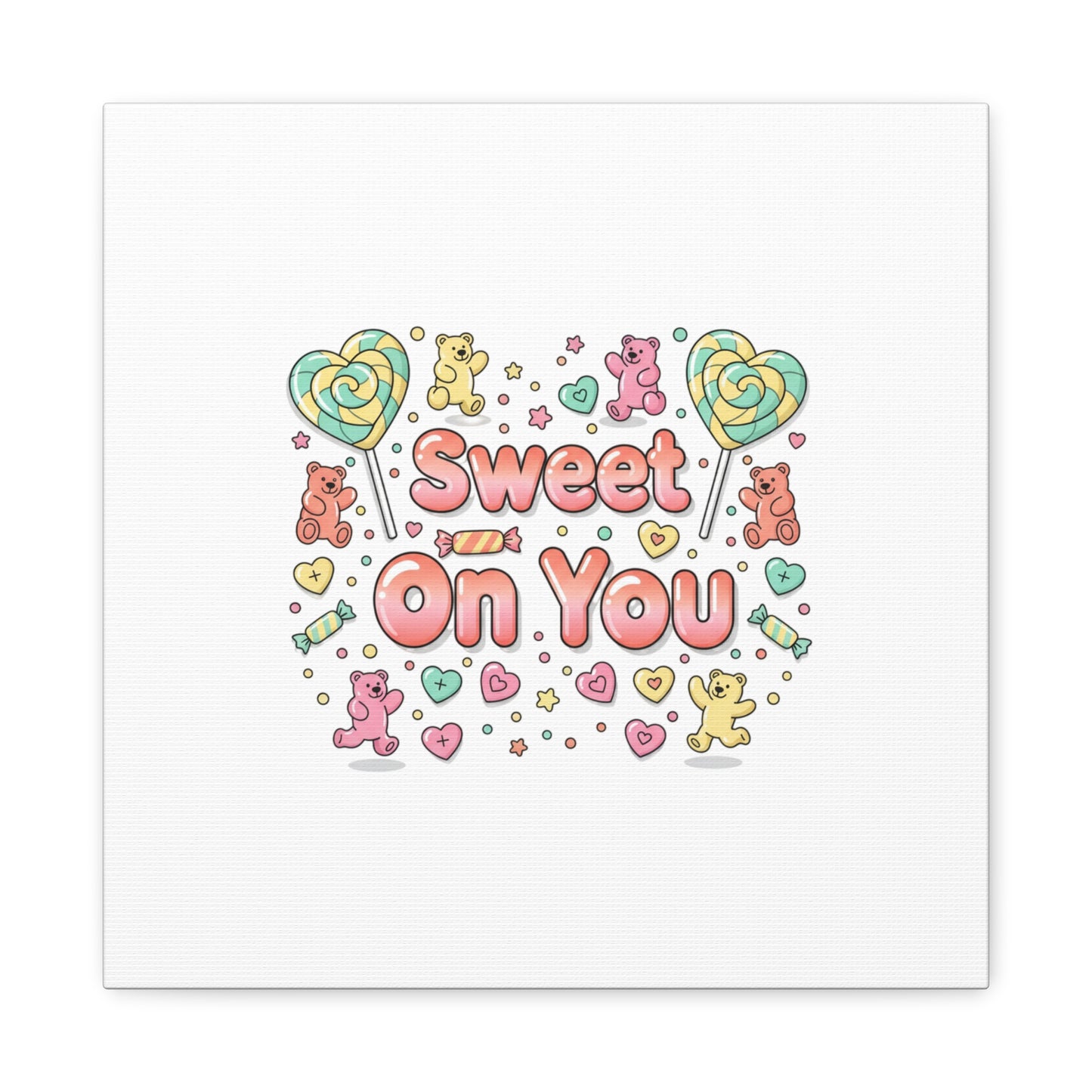 Sweet On You Canvas | Valentine Candycore heart candy pattern, pastel snackcore art