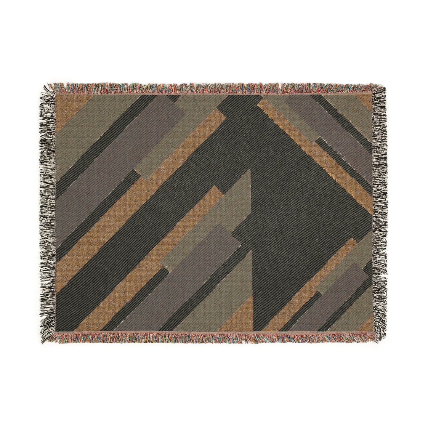 Geometric Diagonal Stripes Woven Blanket | Modern Abstract Throw