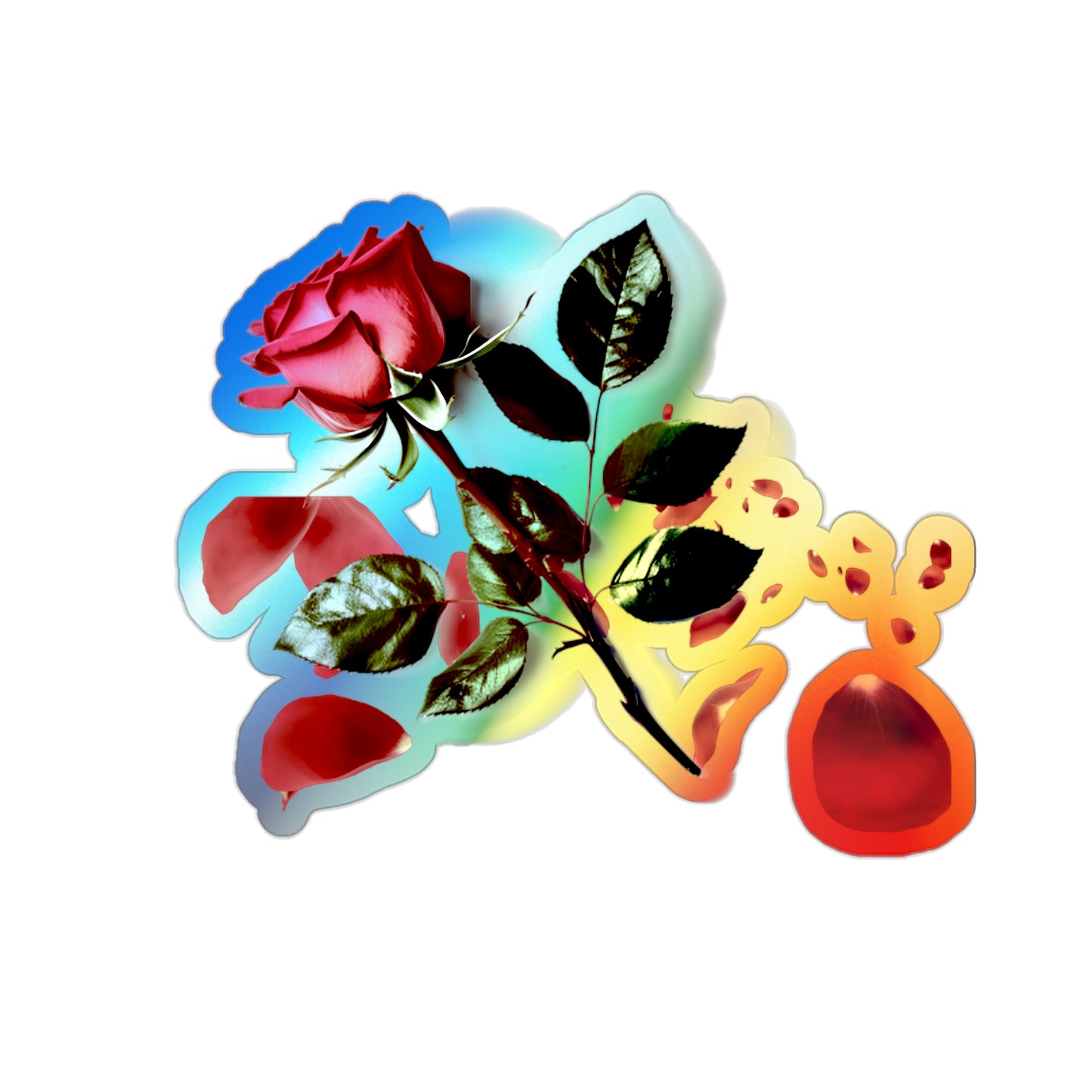 Holographic Rose Sticker | Die Cut Floral Hologram Sticker