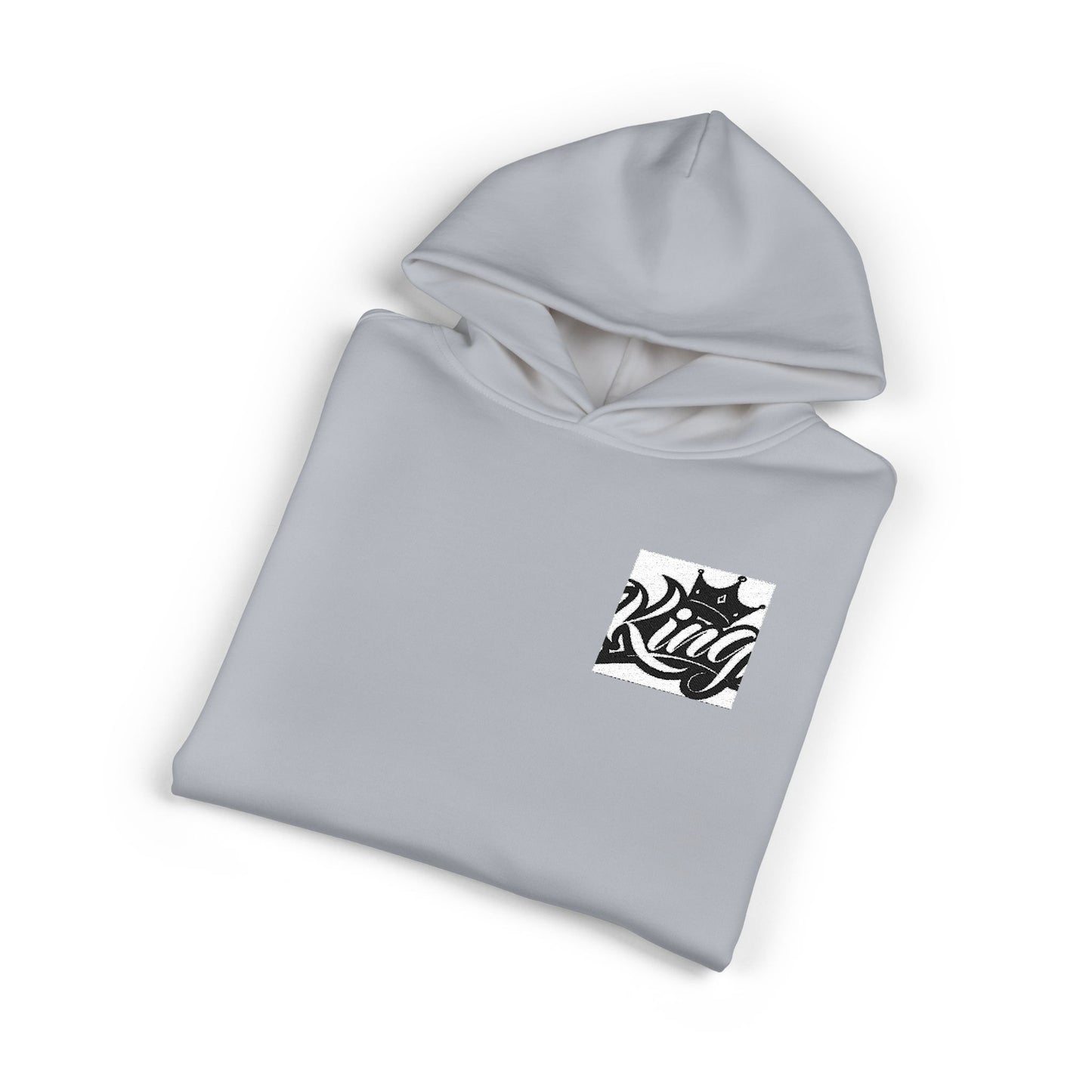 Relaxed Hoodie — Minimal Black Crown Chest Logo Hooded Sweatshirt