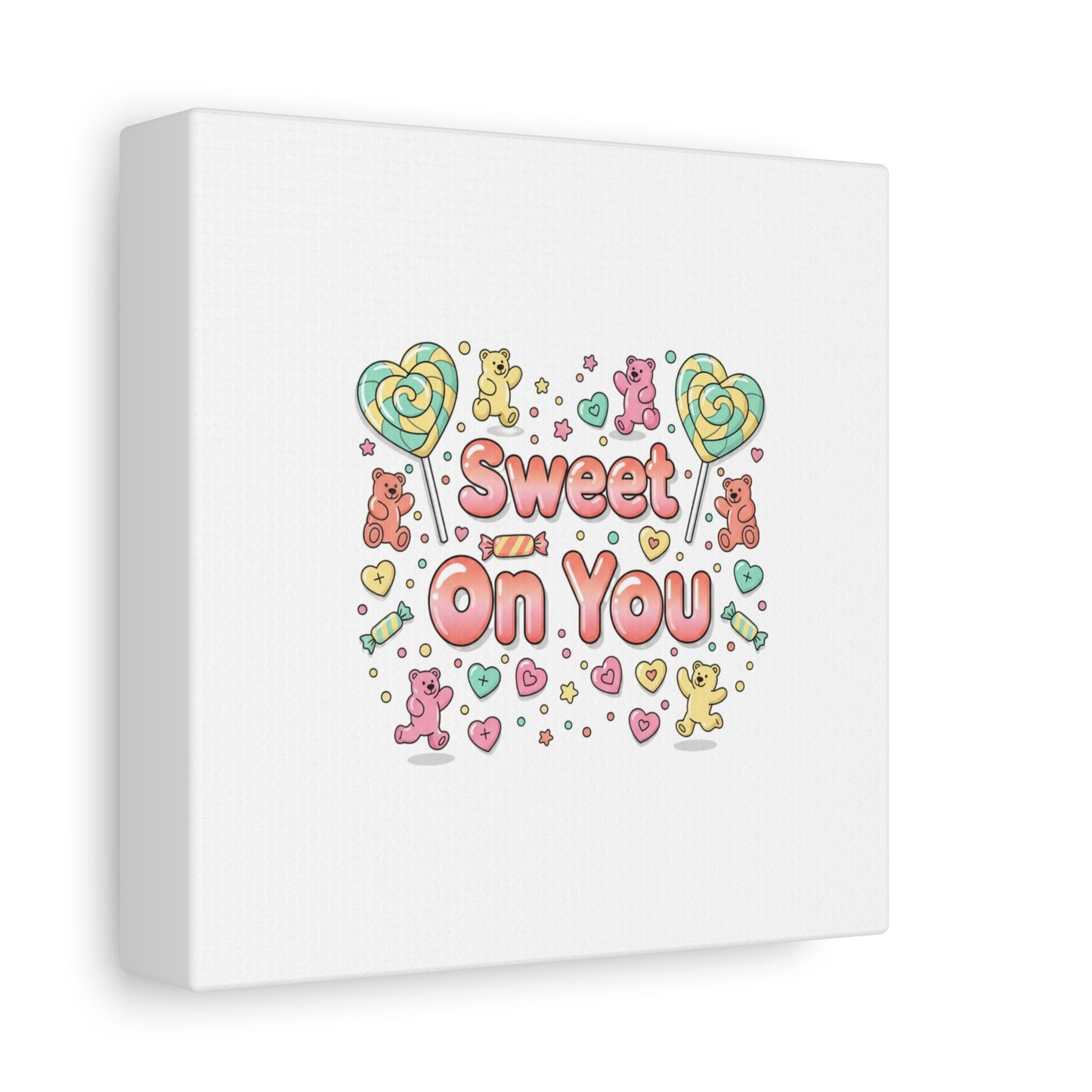 Sweet On You Canvas | Valentine Candycore heart candy pattern, pastel snackcore art