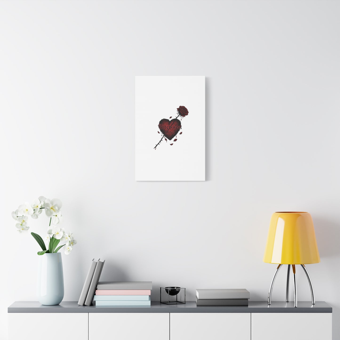 Bittersweet Love heart & thorn rose Canvas | Goth Valentine, Dark Romance Art Print