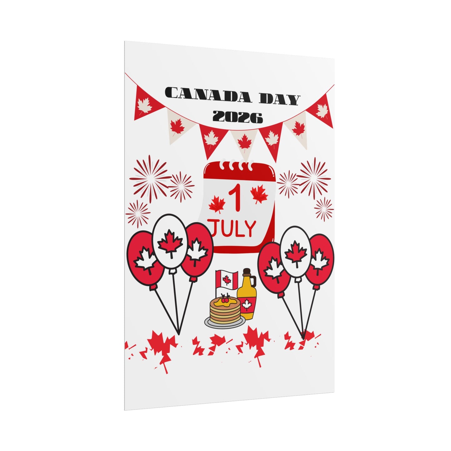 Canada Day 1 July Poster – Red Maple Leaf Celebration Print