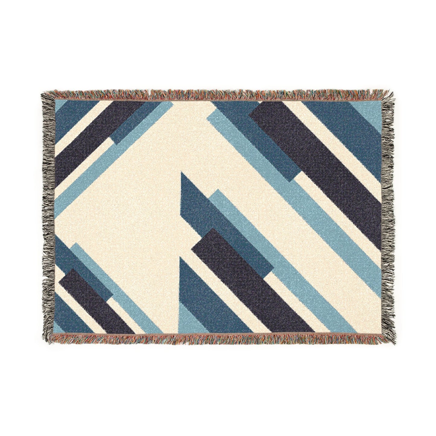 Geometric Diagonal Stripes Woven Blanket | Modern Abstract Throw