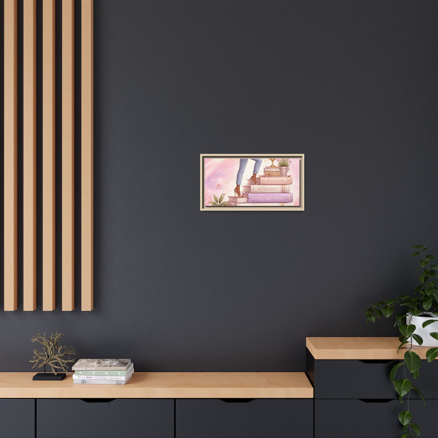 Dream Big Wall Art — Motivational Stacked Books Framed Canvas