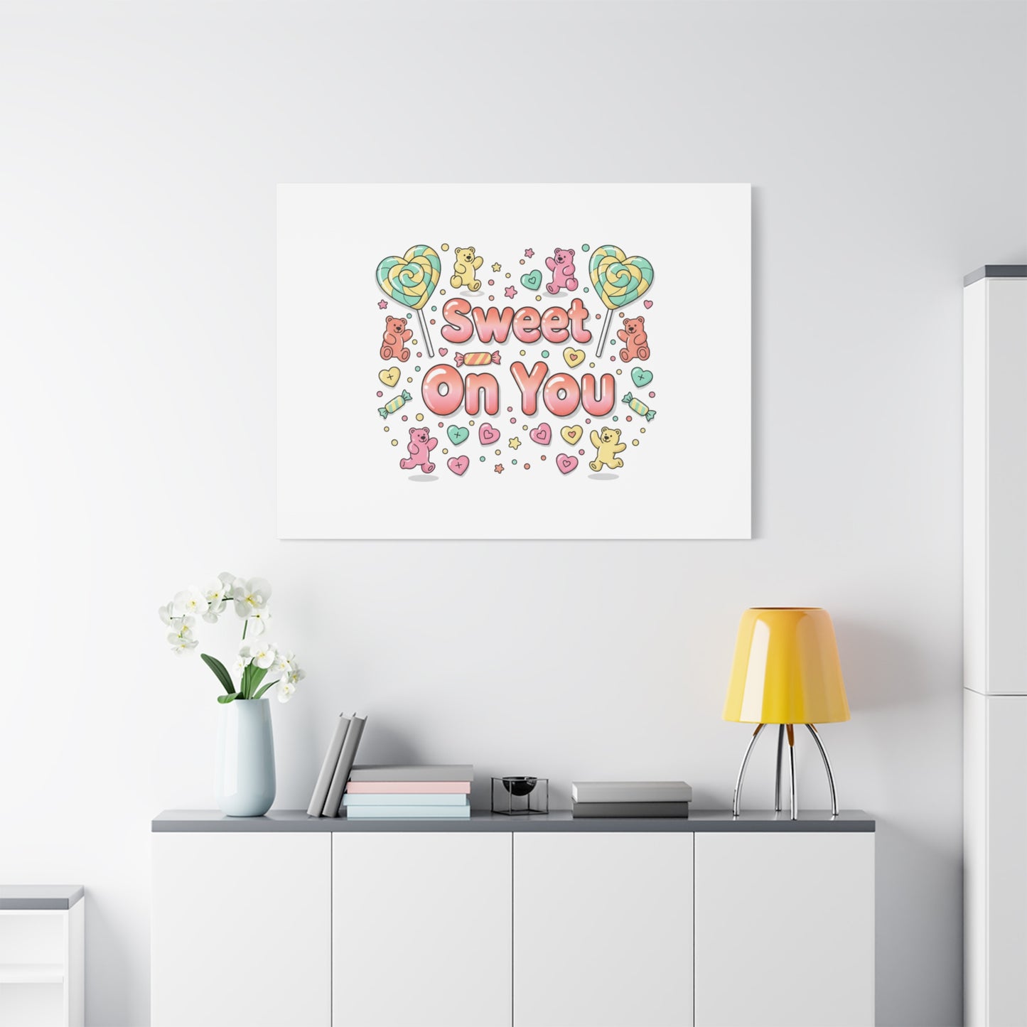 Sweet On You Canvas | Valentine Candycore heart candy pattern, pastel snackcore art