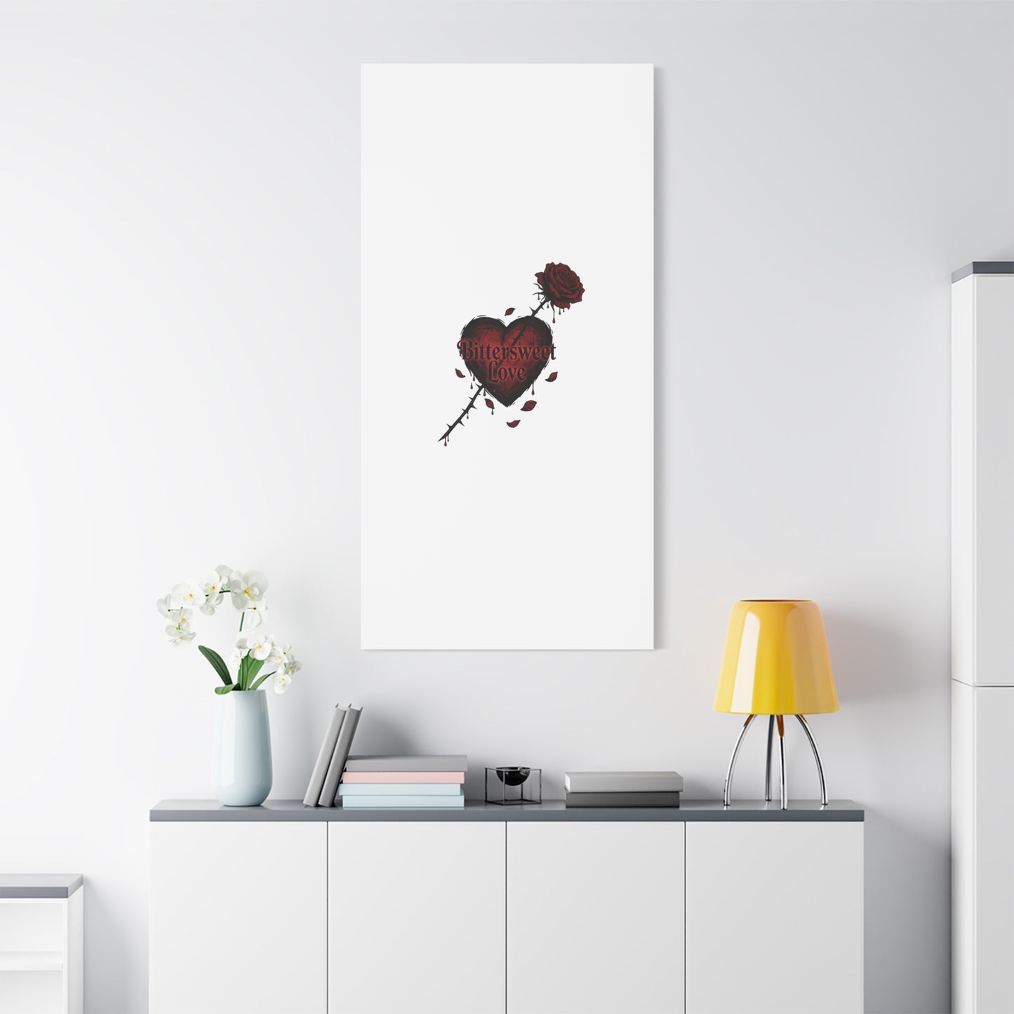 Bittersweet Love heart & thorn rose Canvas | Goth Valentine, Dark Romance Art Print