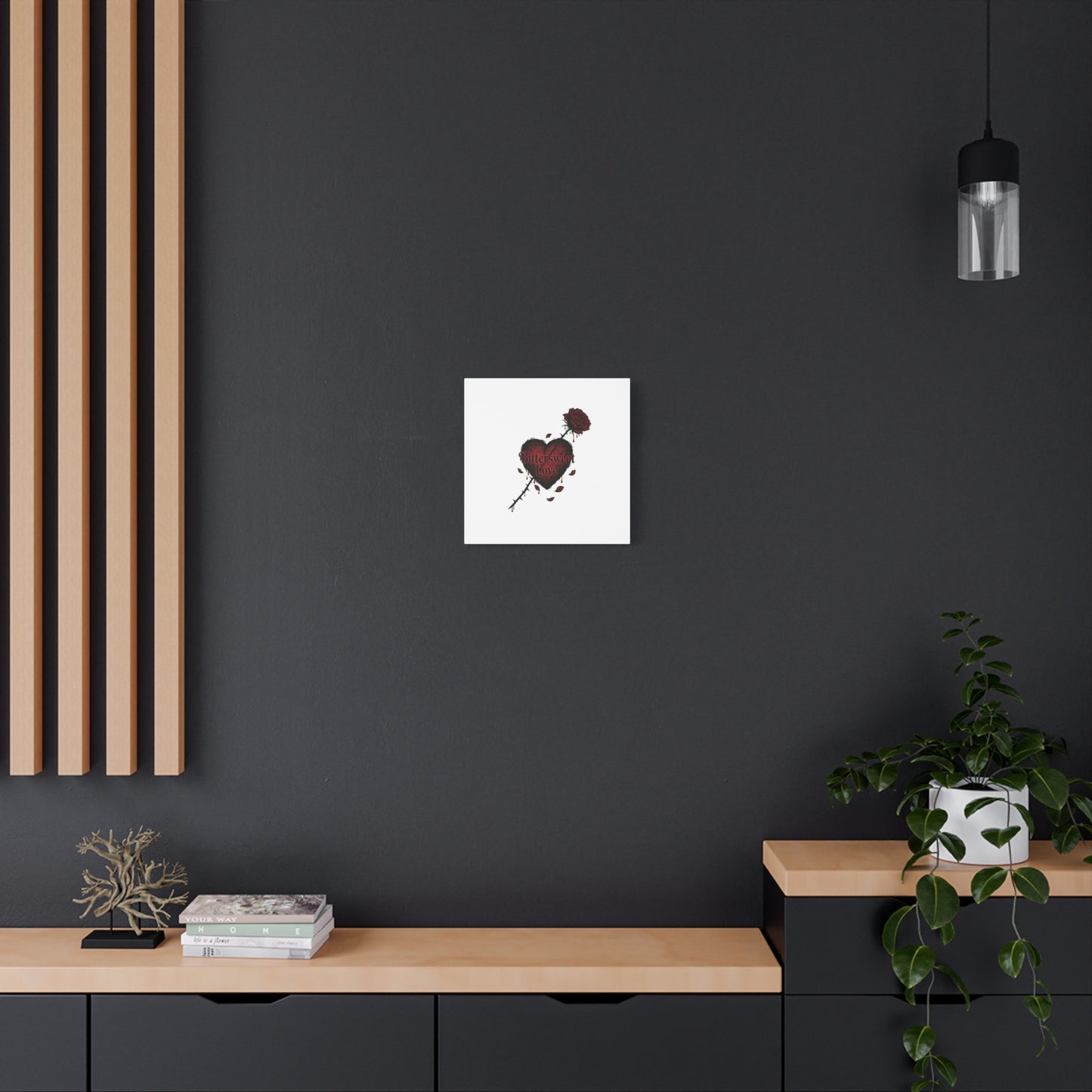 Bittersweet Love heart & thorn rose Canvas | Goth Valentine, Dark Romance Art Print