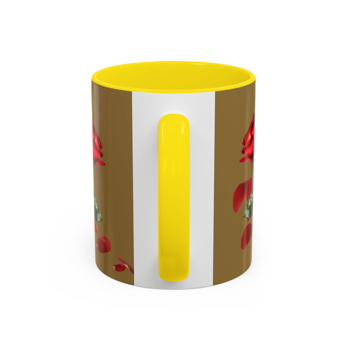 Red Rose Petals Coffee Mug  Accent Black Handle Interior,