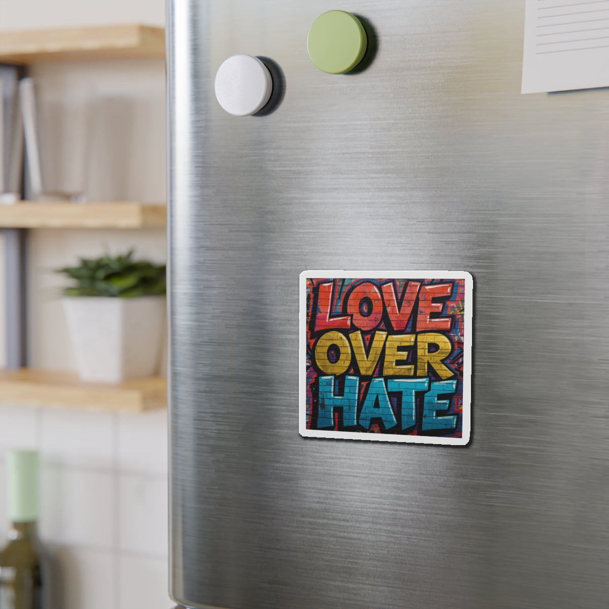 Love Over Hate Die-Cut Magnet — Inspirational Heart Sticker Magnet