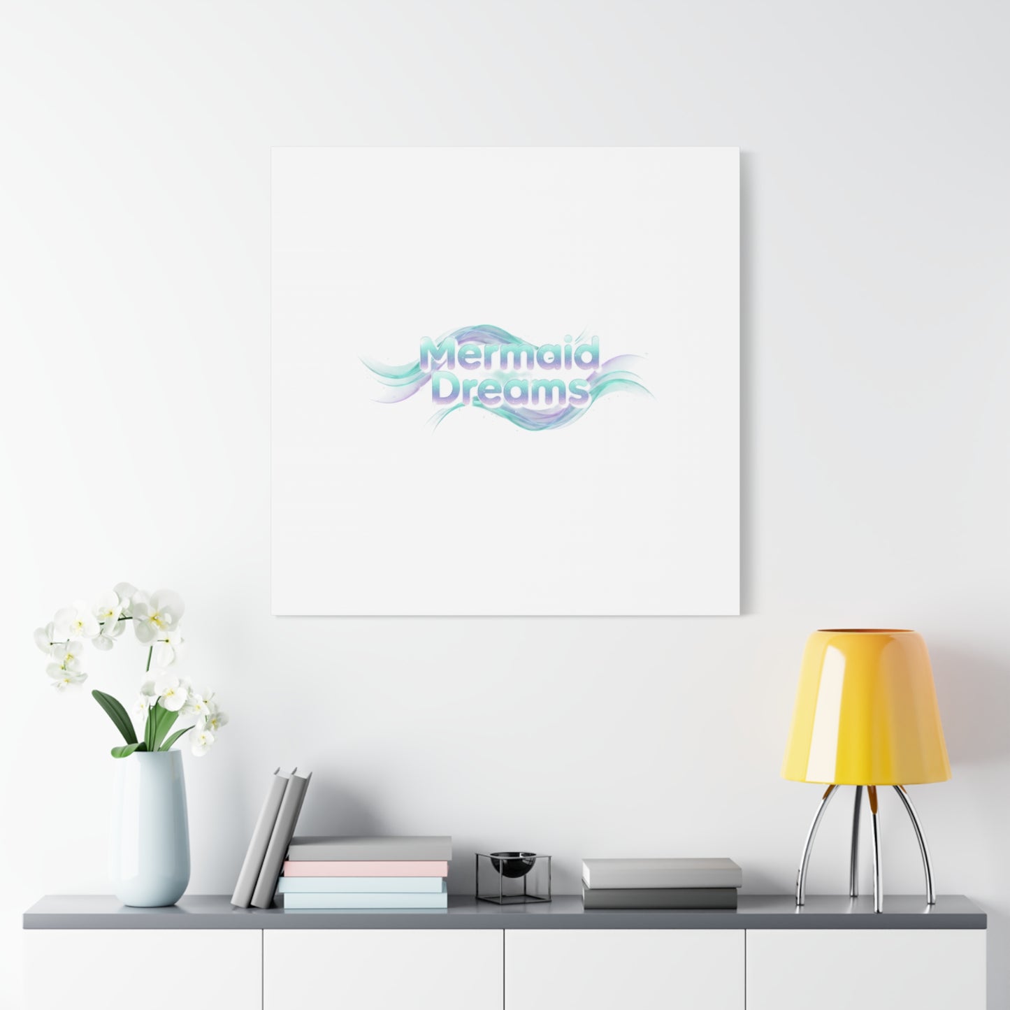 Mermaid Dreams Matte Canvas | iridescent text, pearly word accent