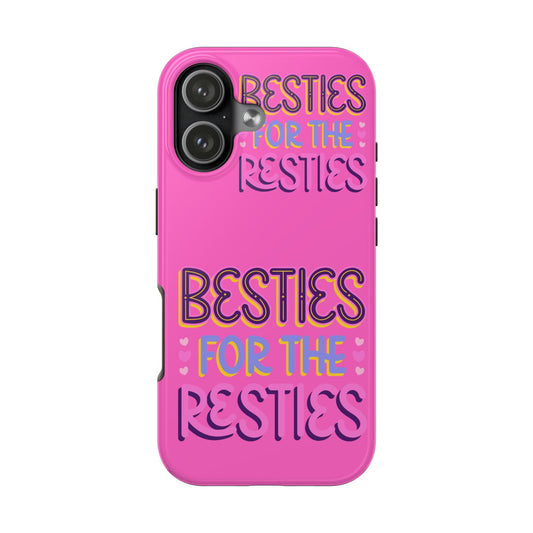 Besties for the Resties Phone Case iPhone 17 16 15 14 Cute Girly Aesthetic Case Gift for Best Friend Pink Black Yellow Trendy Protective Cover