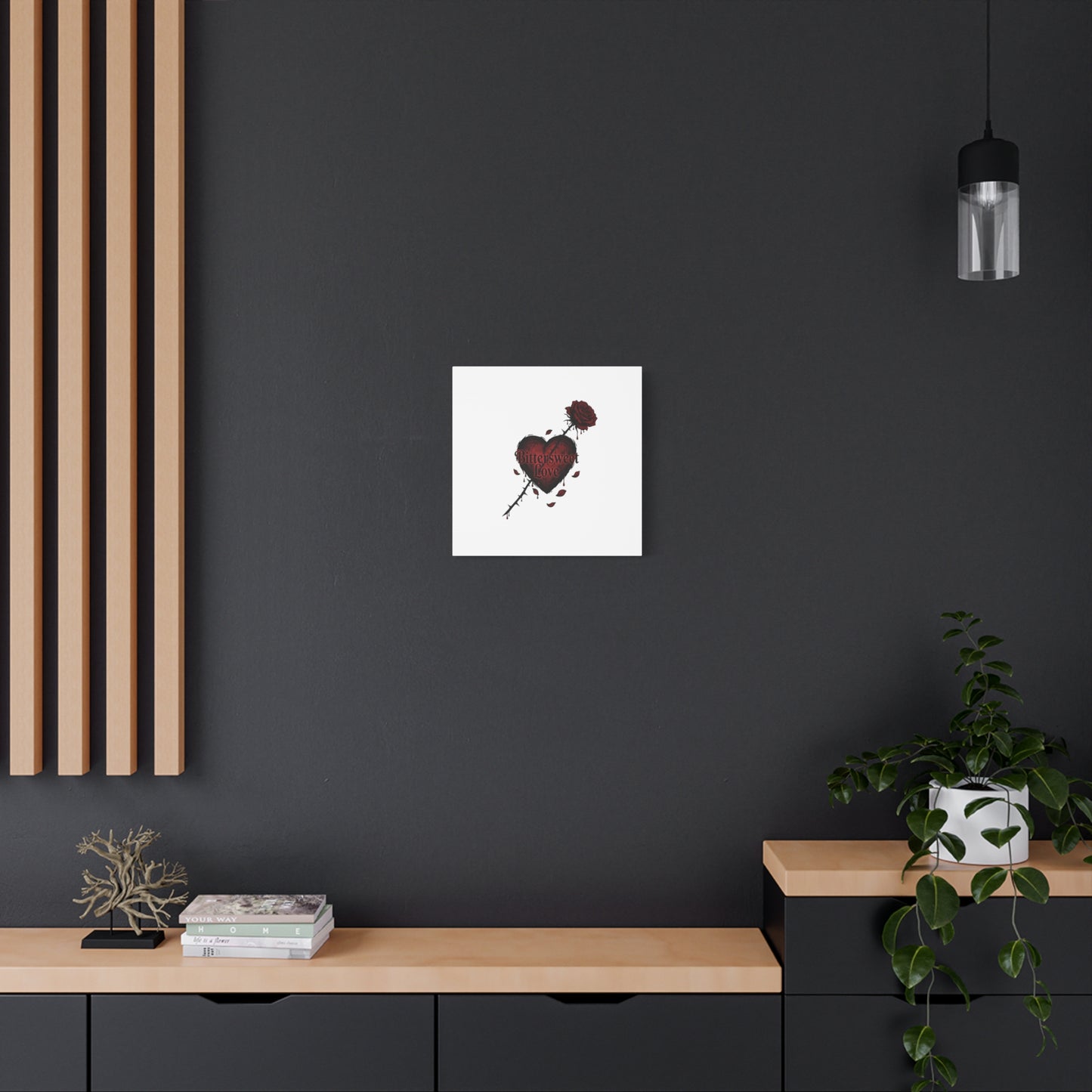 Bittersweet Love heart & thorn rose Canvas | Goth Valentine, Dark Romance Art Print
