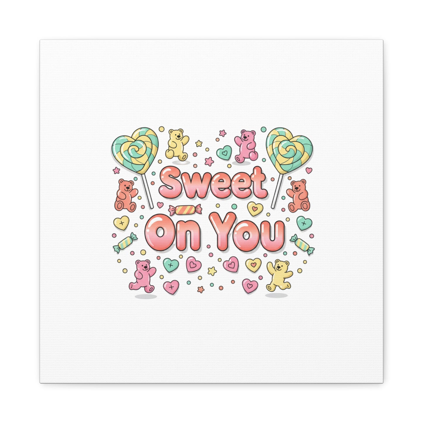 Sweet On You Canvas | Valentine Candycore heart candy pattern, pastel snackcore art