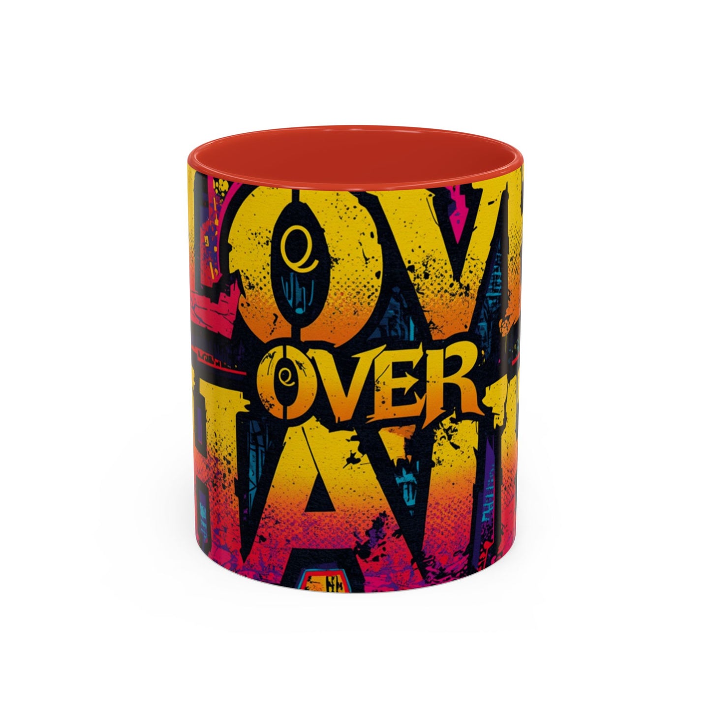 Love Over Hate Accent Coffee Mug — 11/15 oz Inspirational Ceramic Mug