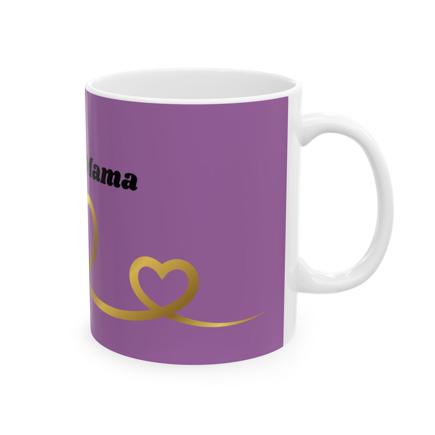 Blessed Mama Ceramic Mug — Purple & Gold Heart Coffee Cup (11oz, 15oz)