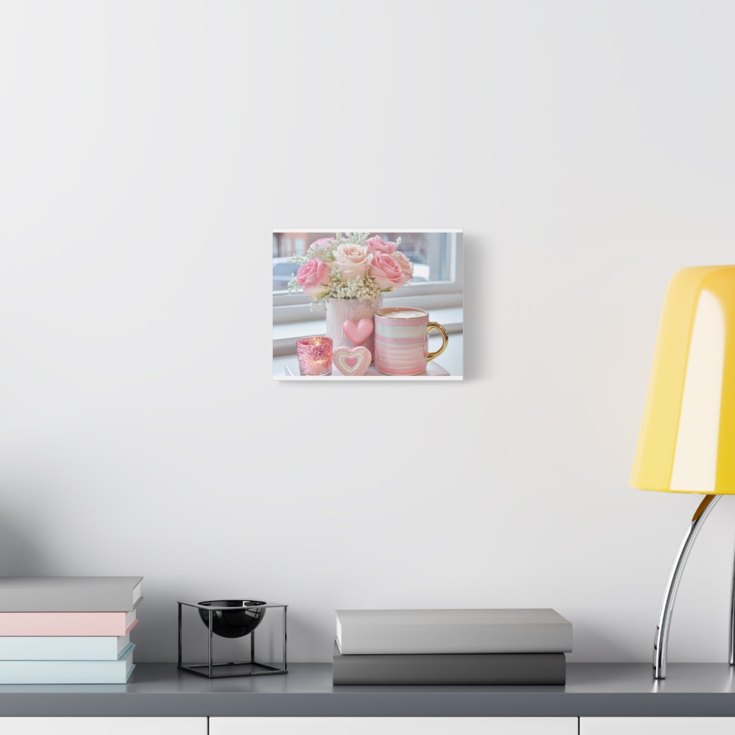 Pink Rose Bouquet with Mug Canvas